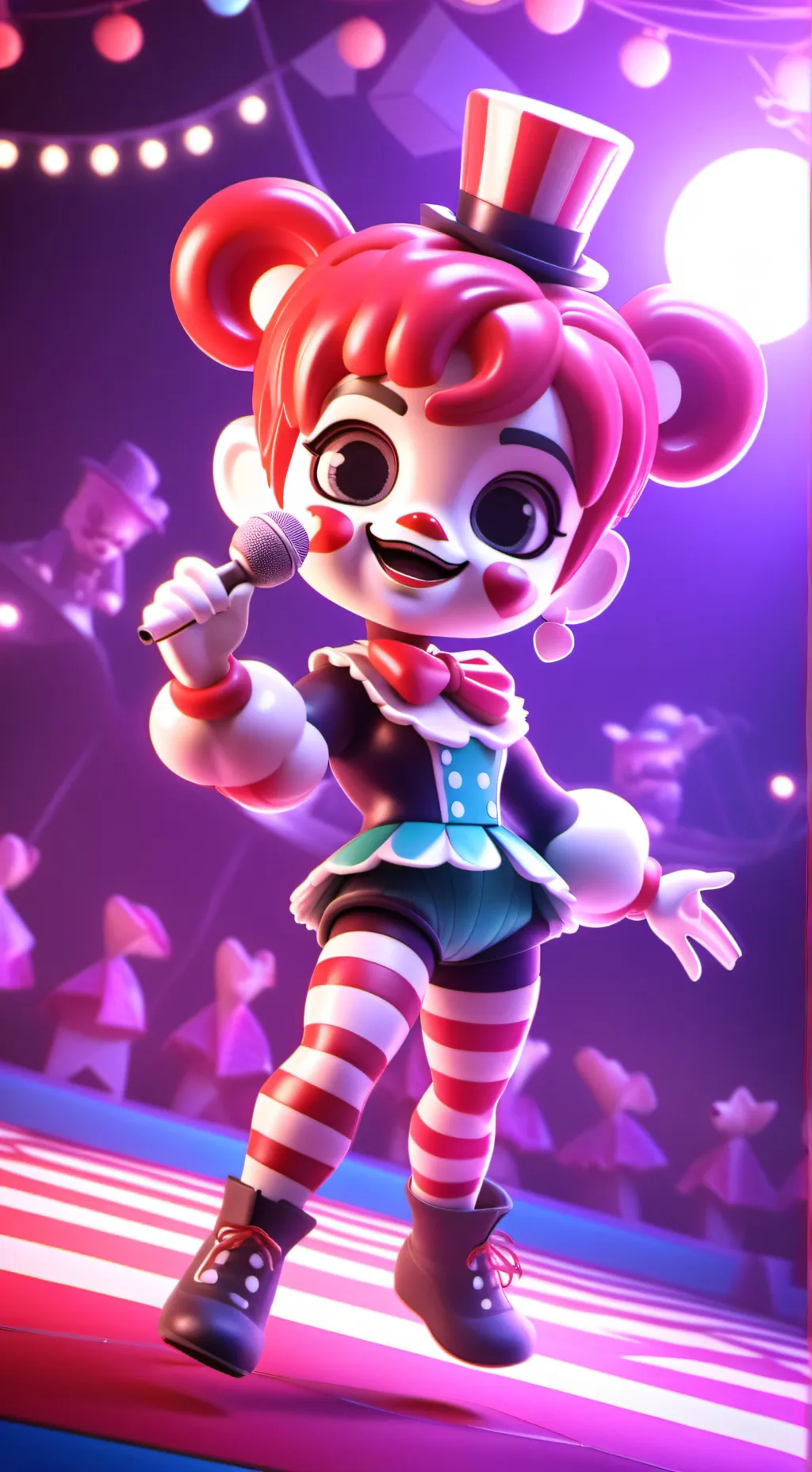 ai character: Circus baby. background