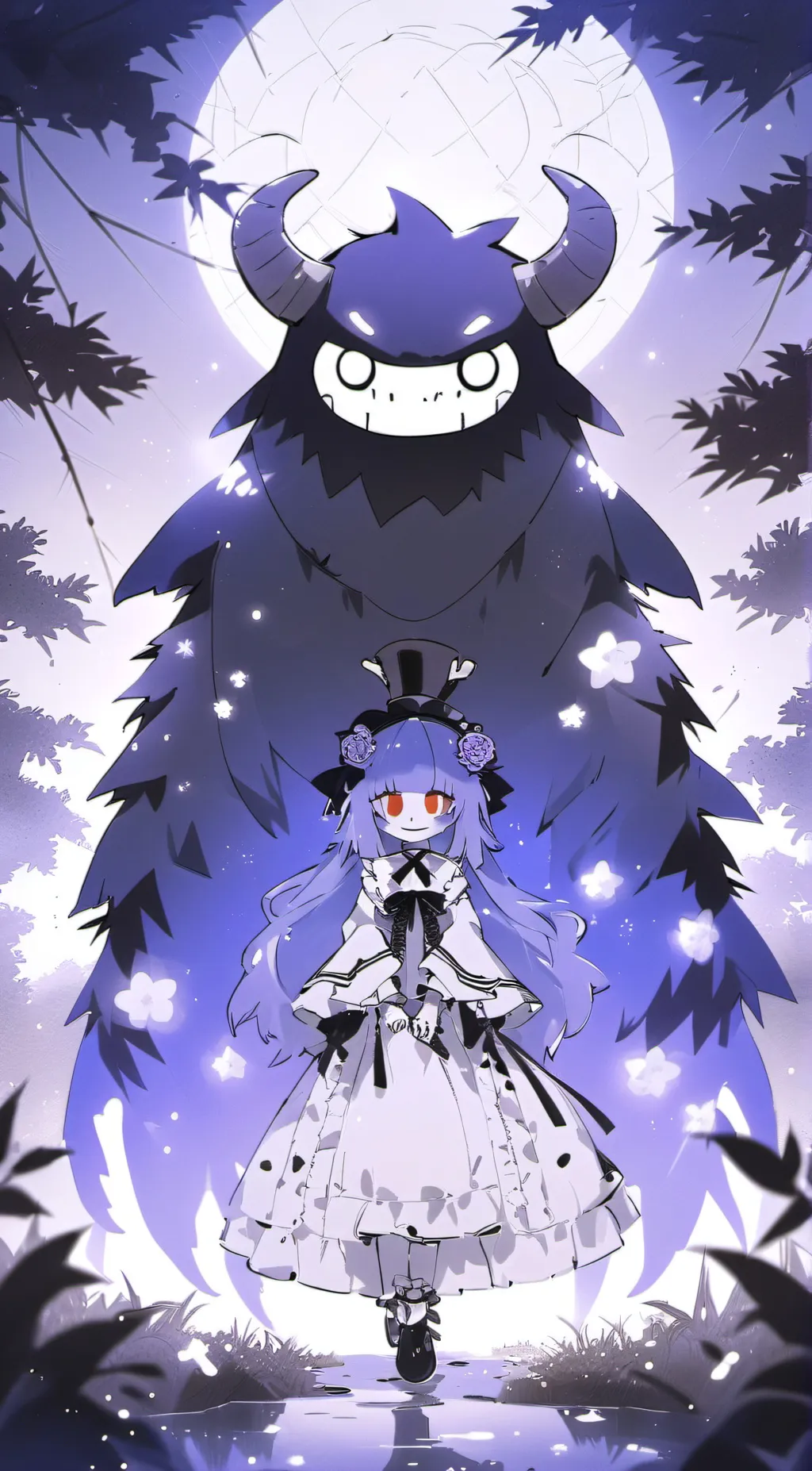 ai character: mika and Monster  background