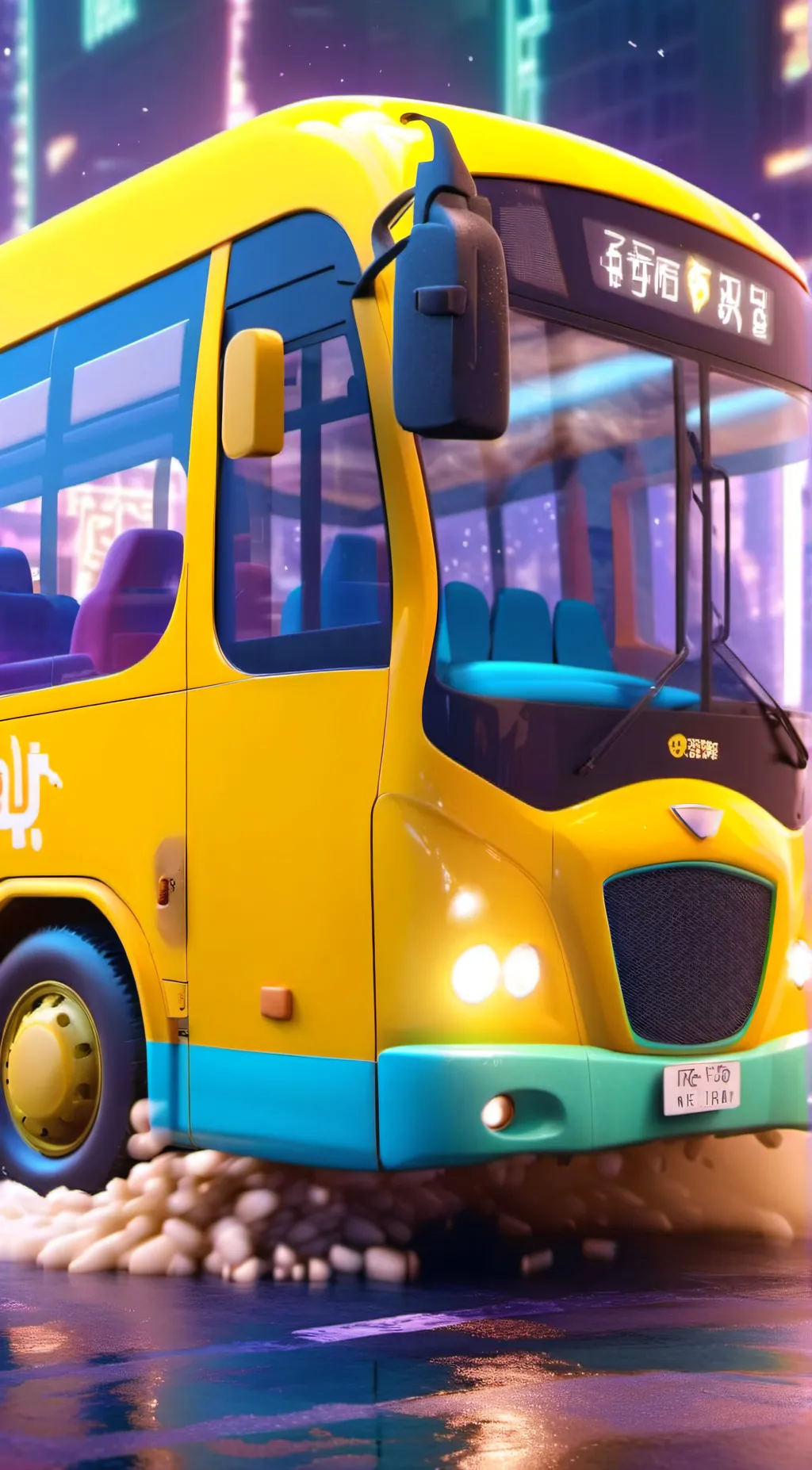 ai character: Legs on the bus background