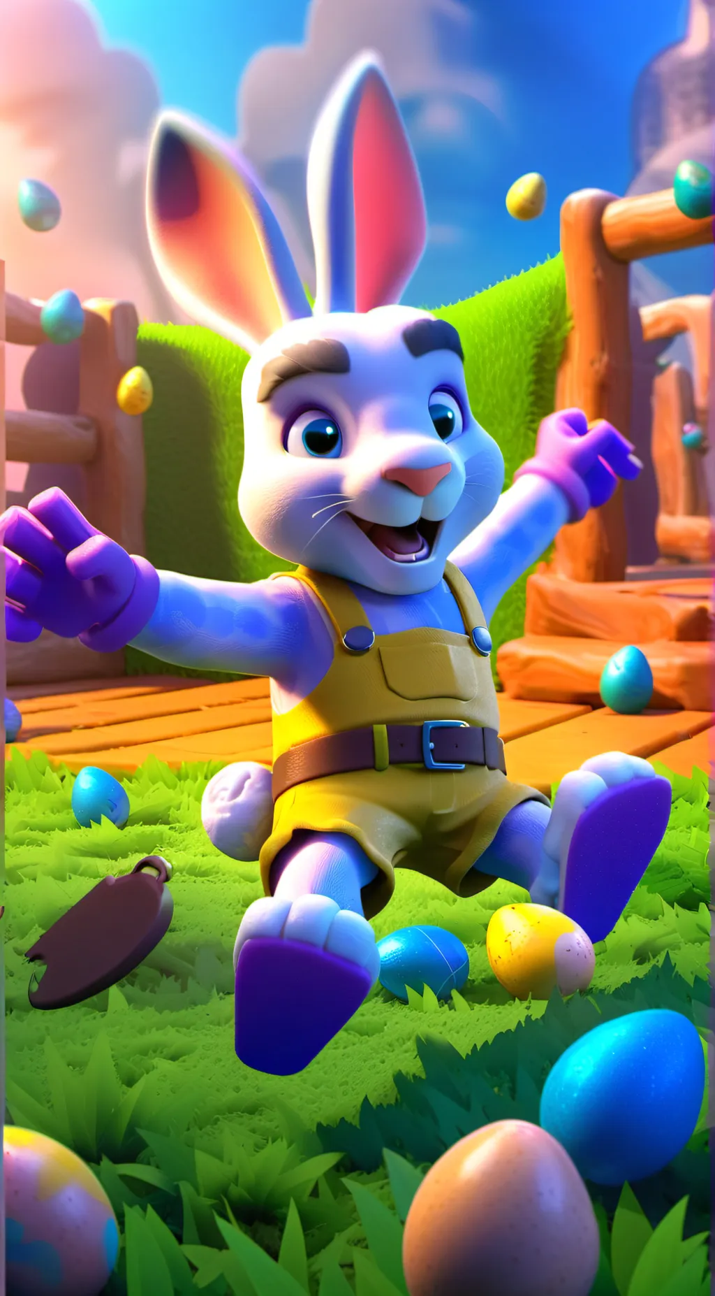 ai character: Easter bunny  background