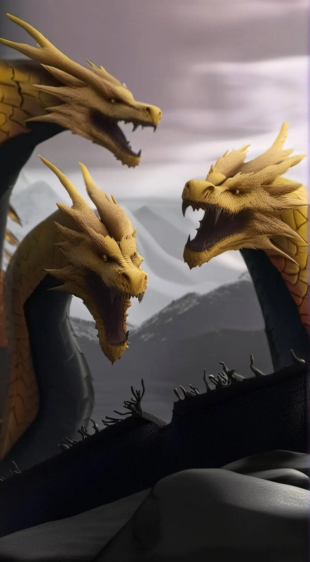 ai character: king ghidorah  background