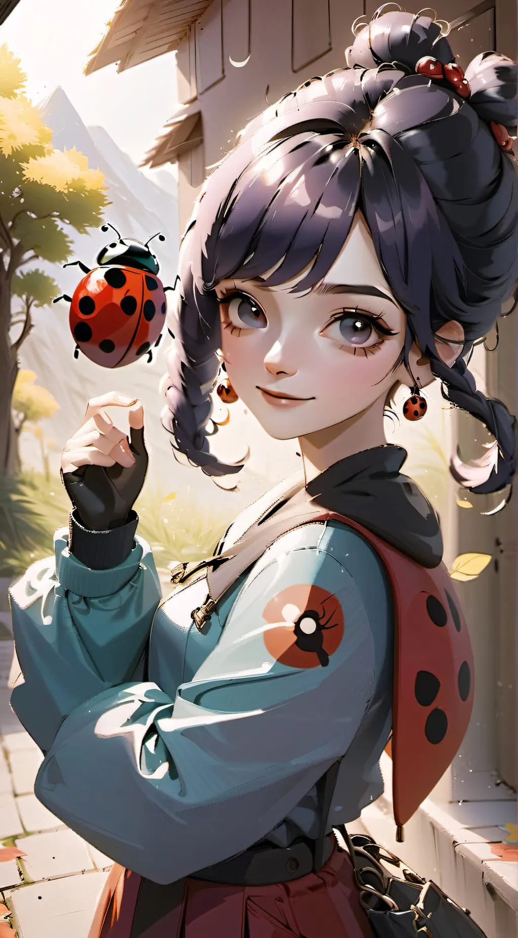 ai character: ladybug/Marinette  background