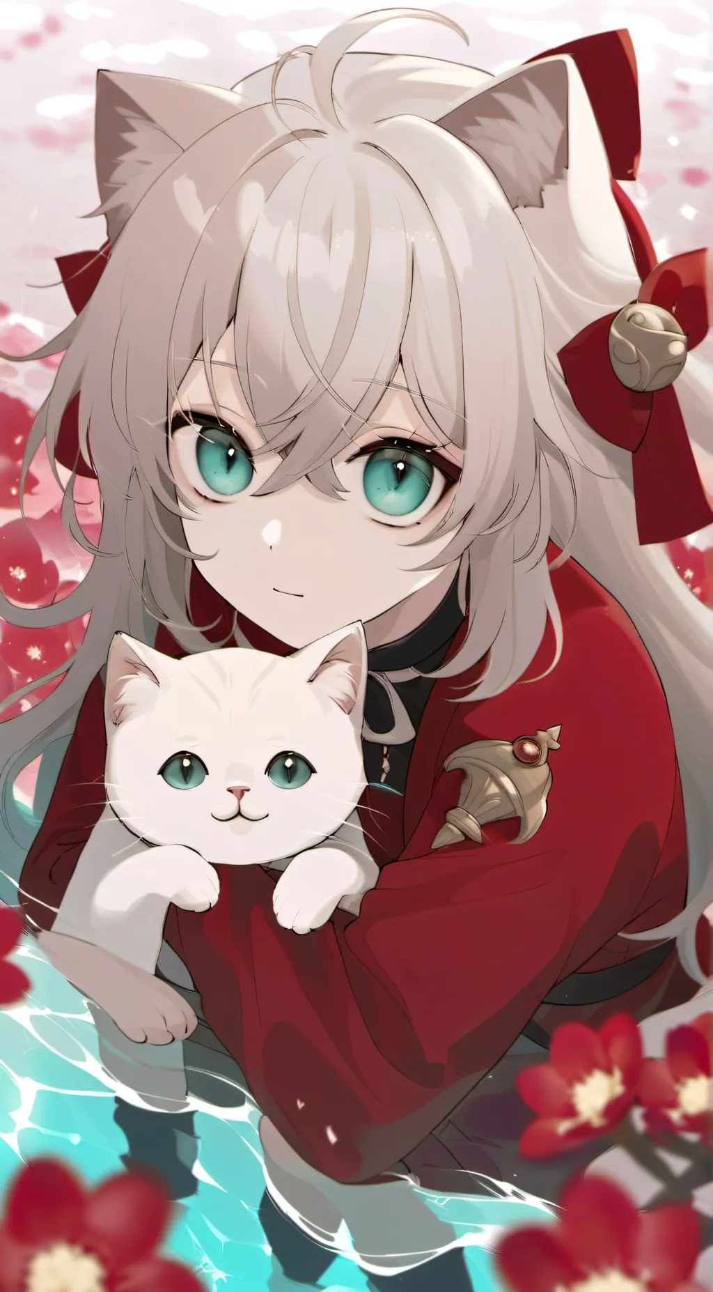 ai character: cream and blossom background