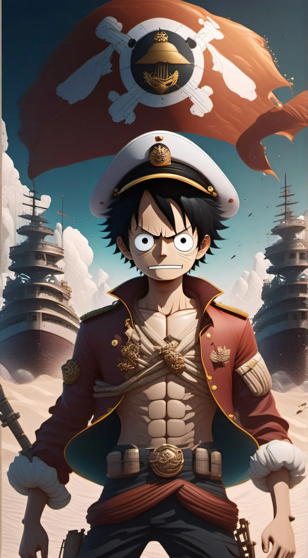ai character: luffy(marine) background