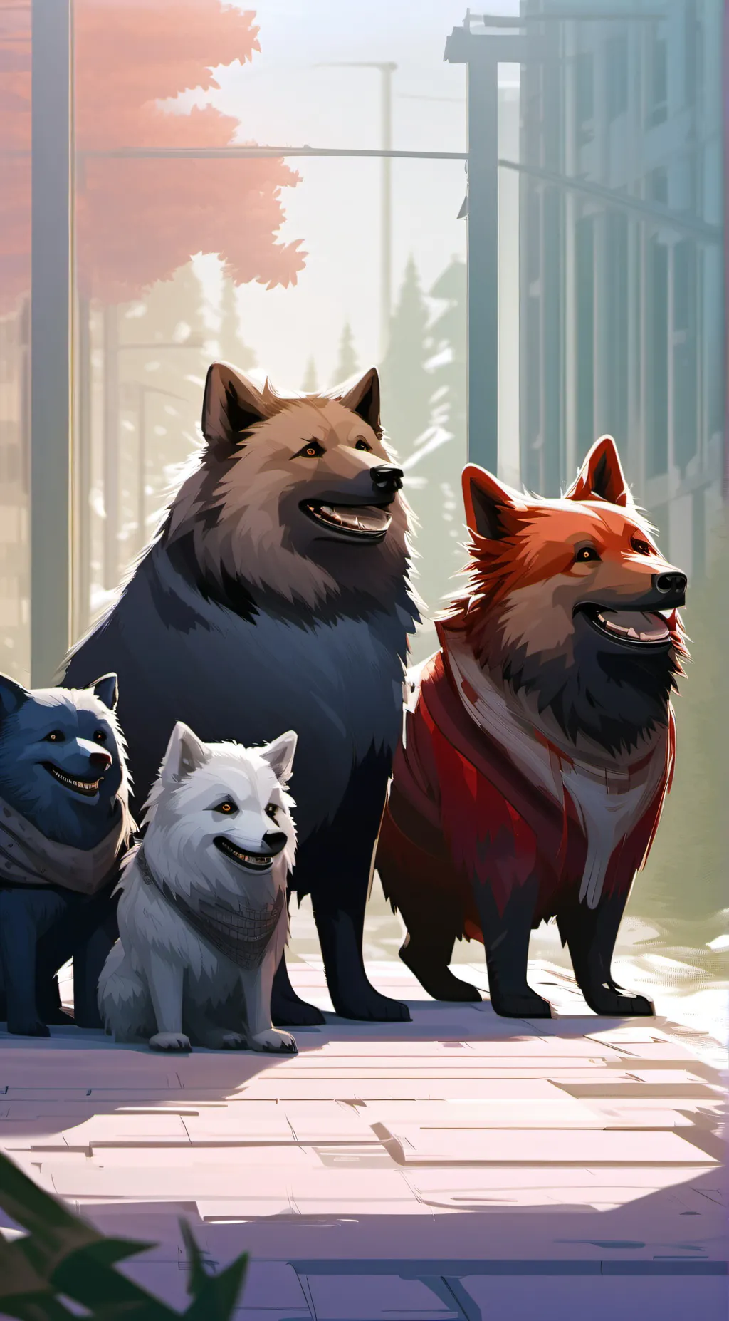 ai character: smiling critters background