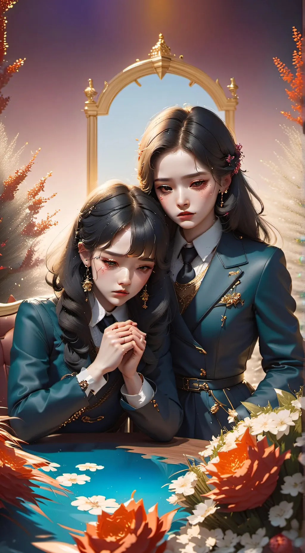 ai character: Rosemary,maryrose background