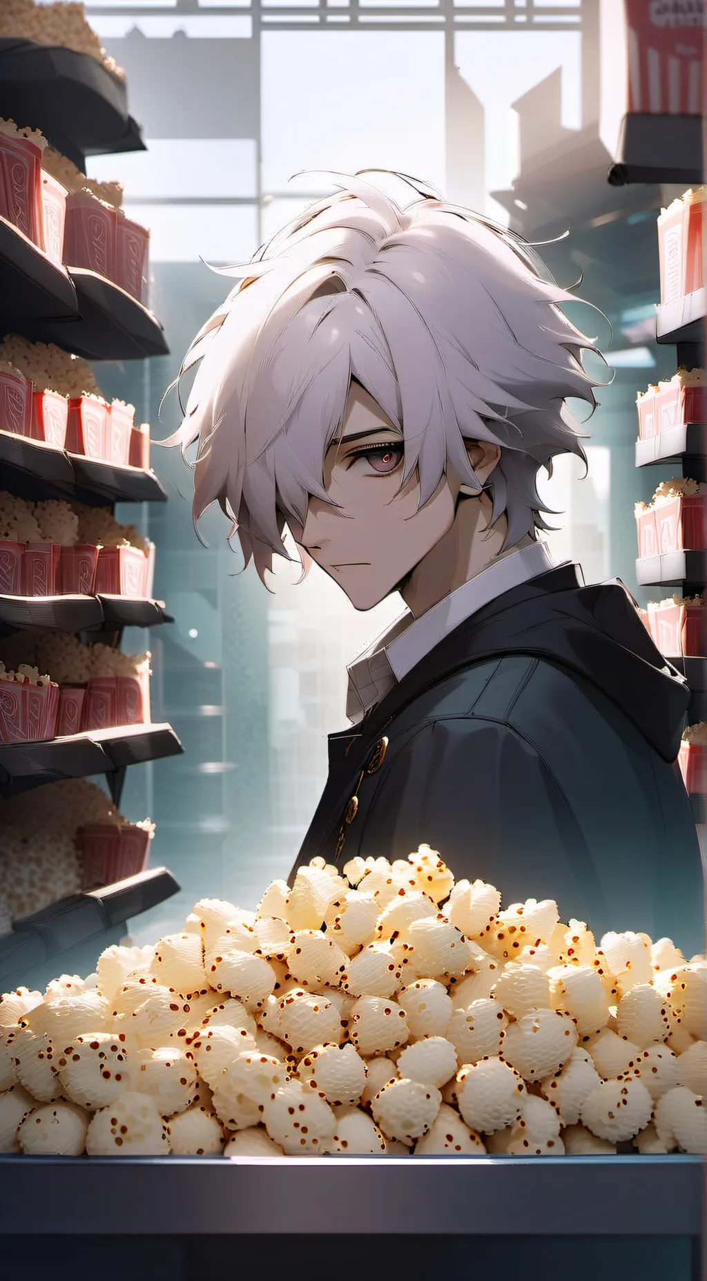 ai character: Crazy Popcorn Man background