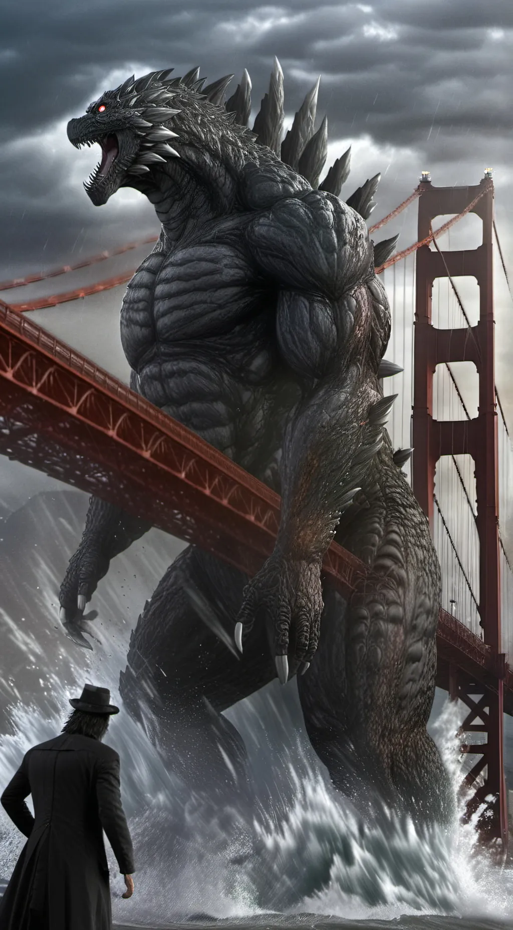 ai character: Godzilla background