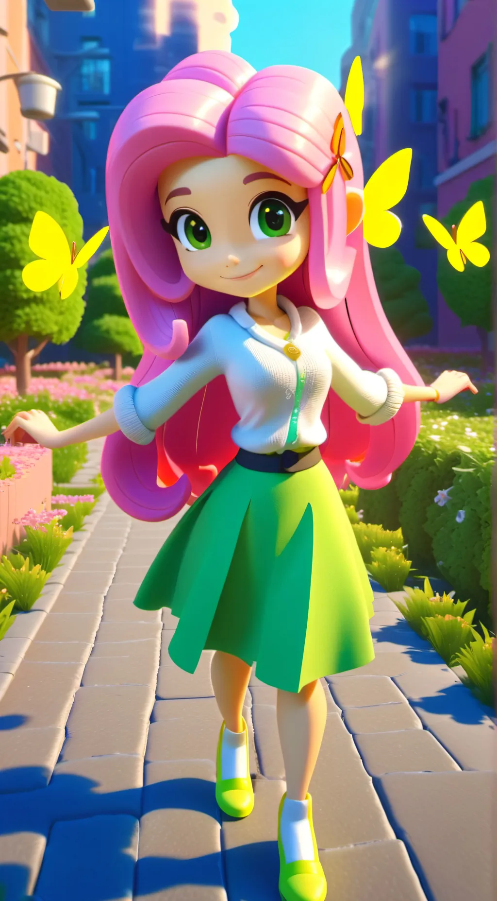 ai character: FlutterShy  background
