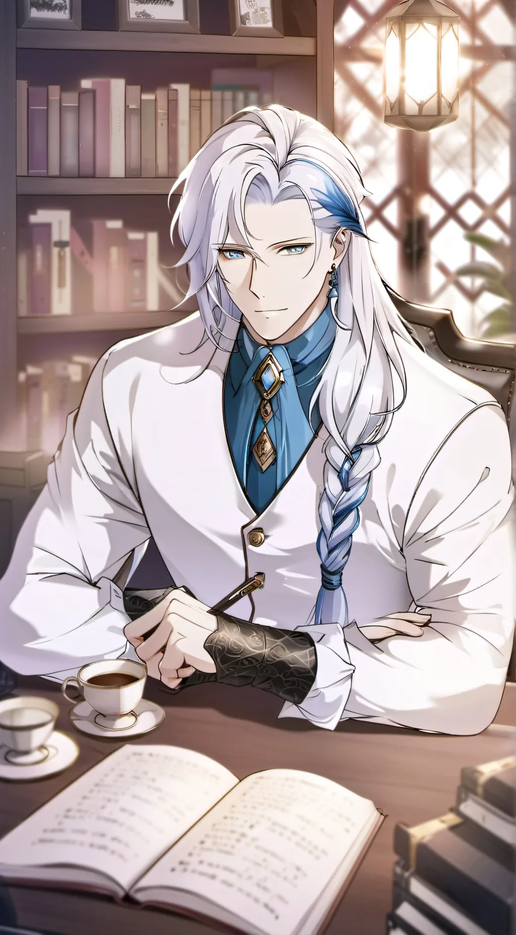 ai character: Neuvillette  background