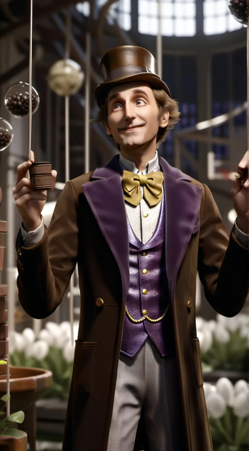 ai character: Willy wonka background