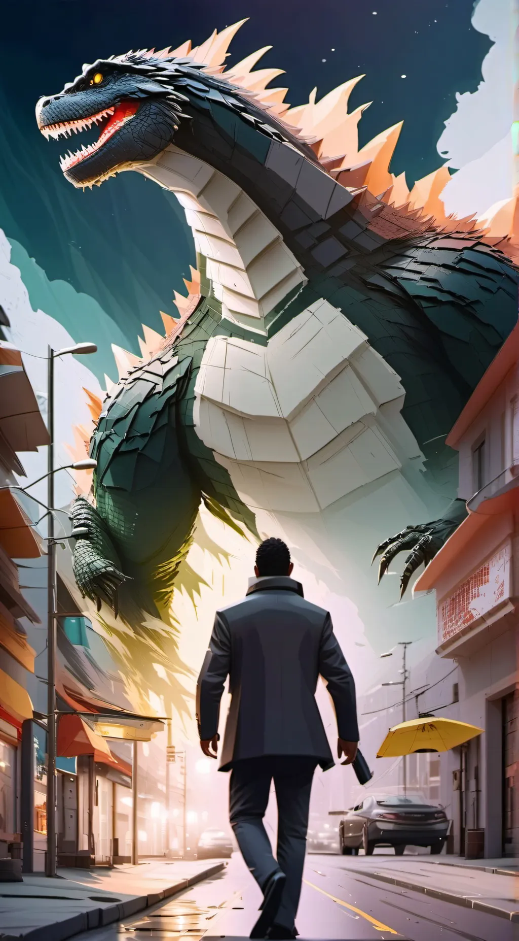 ai character: Godzilla background
