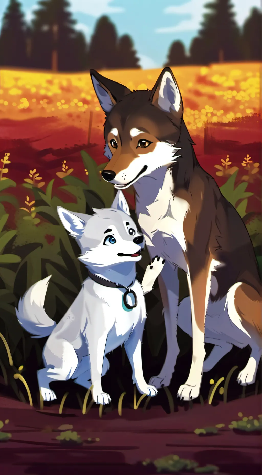 ai character: coyote and doggy background
