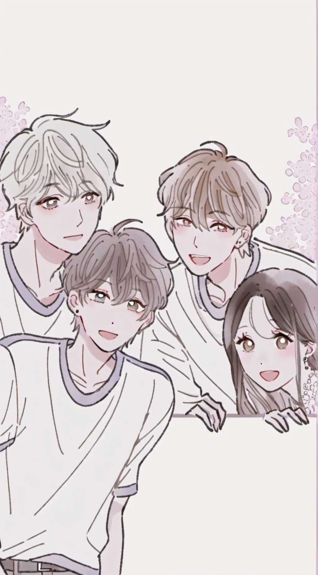 ai character: 3Boys And 1Girl background