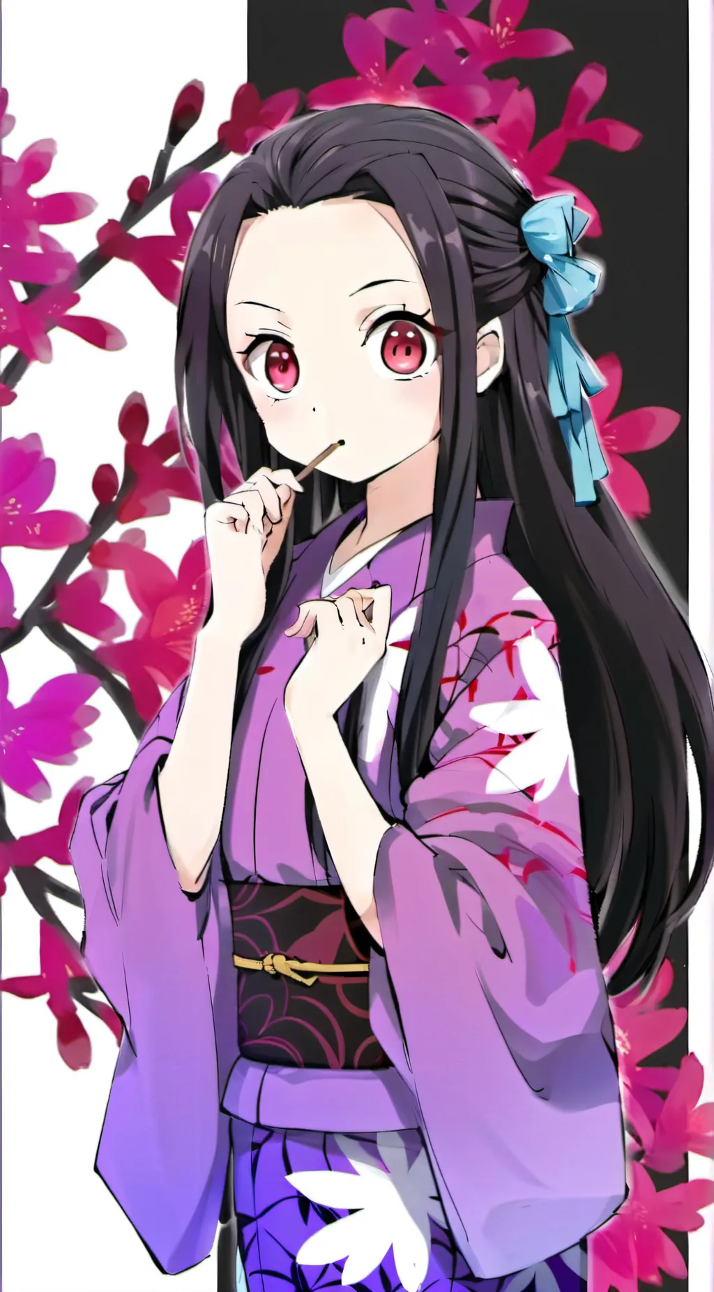 ai character: nezuko+hazbin background