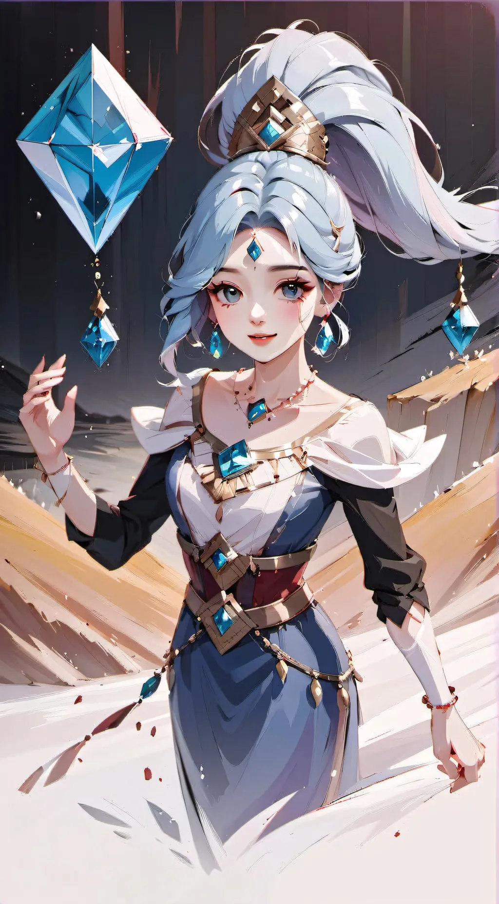 ai character: Blue diamond background