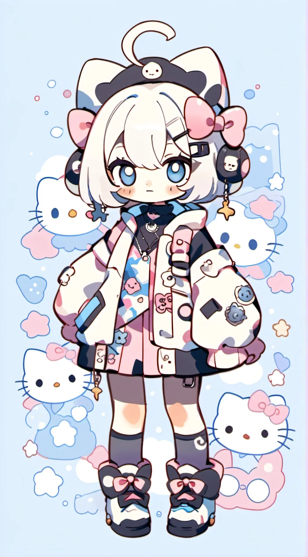 ai character: hello kitty (human background