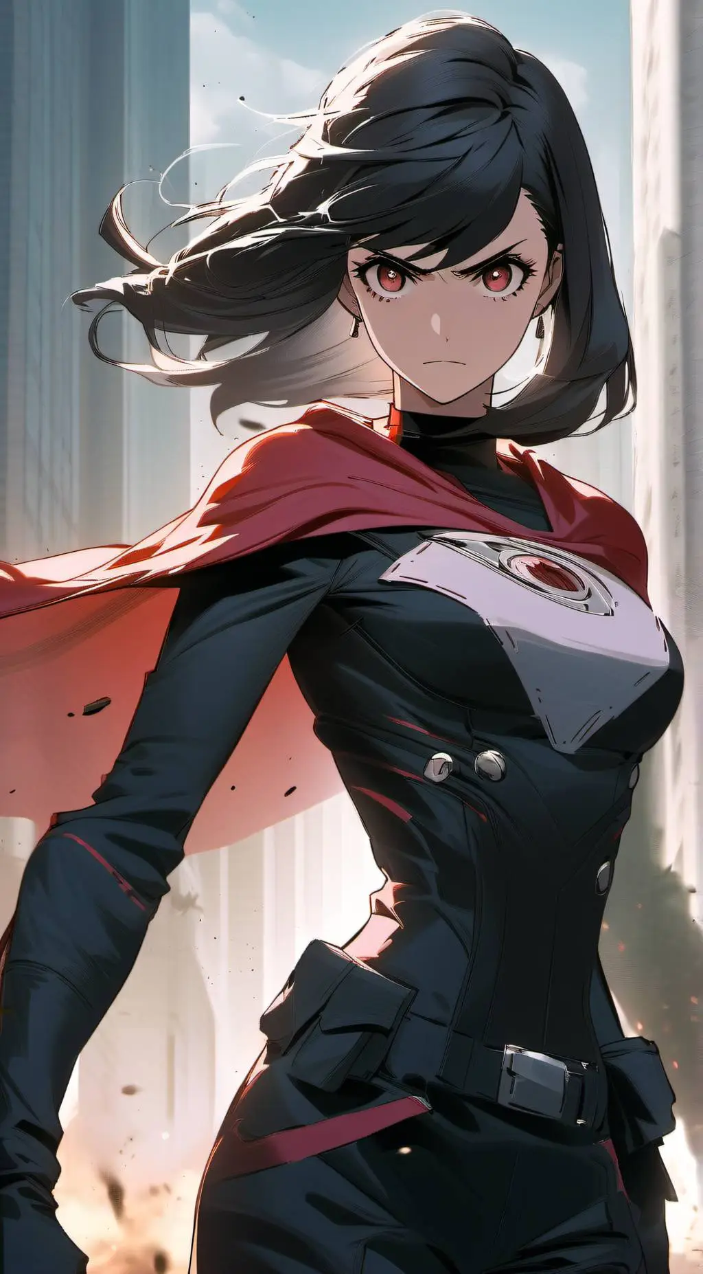 ai character: Red bloodash background