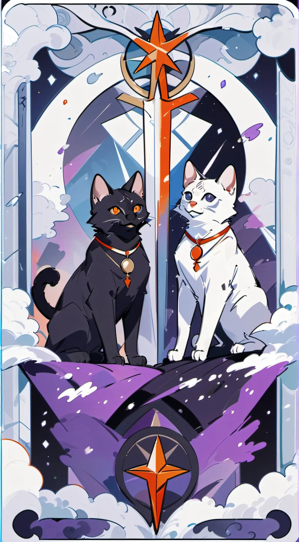 ai character: fire cat & ice cat background