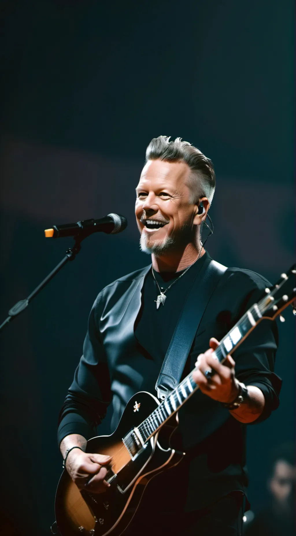 ai character: James Hetfield  background