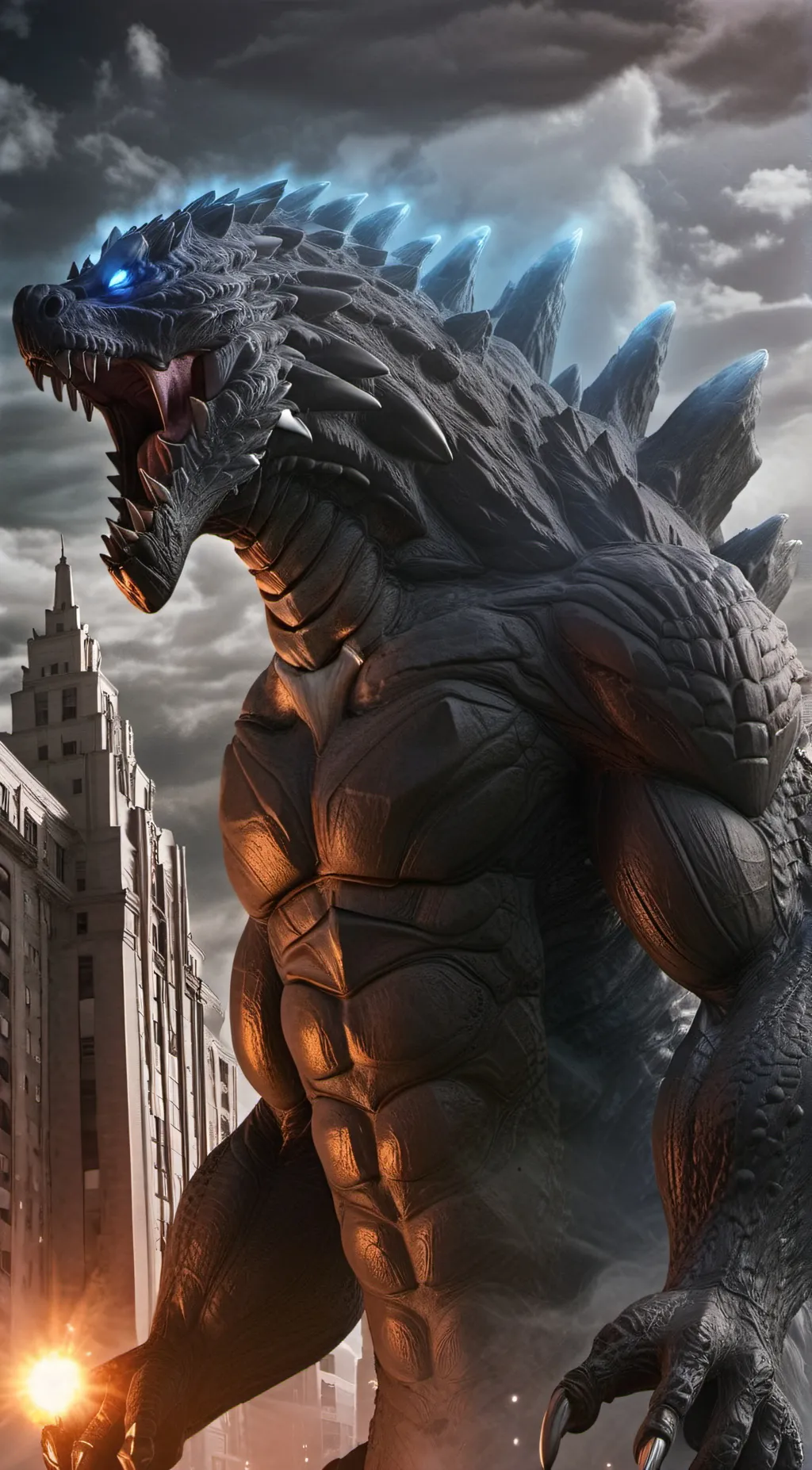ai character: Godzilla background
