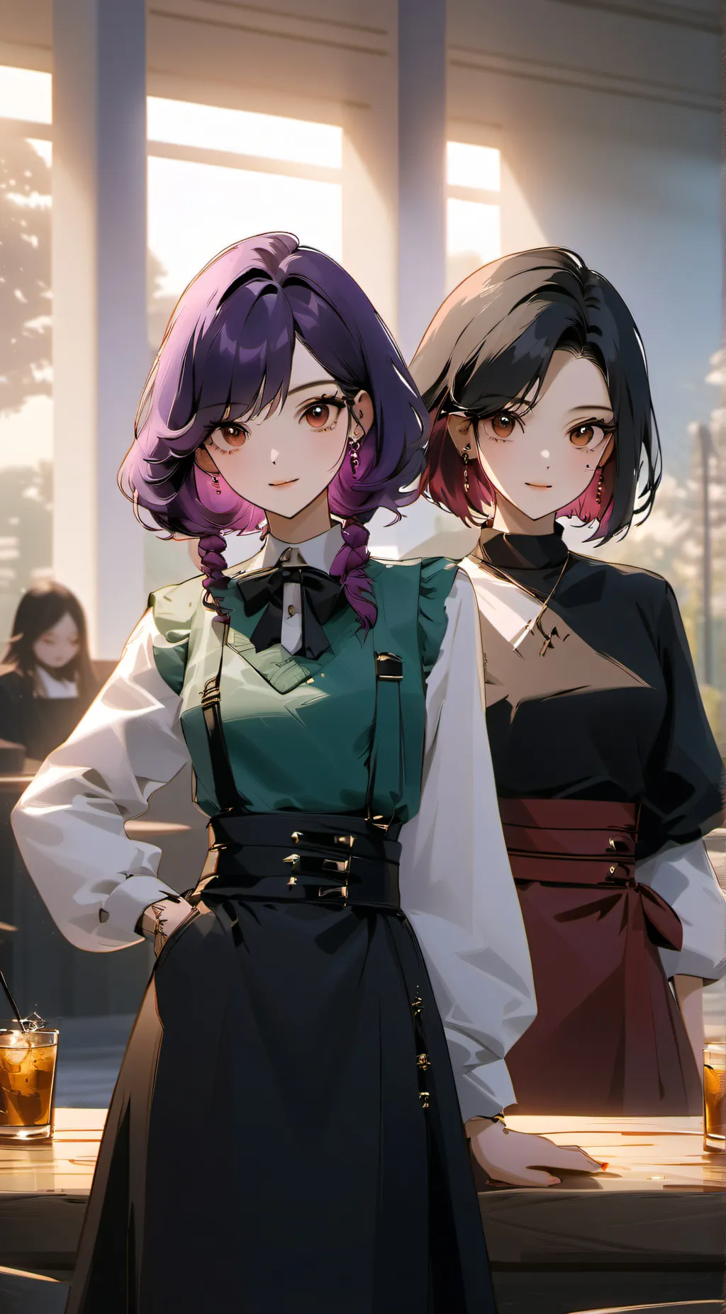 ai character: Mya and Mia  background