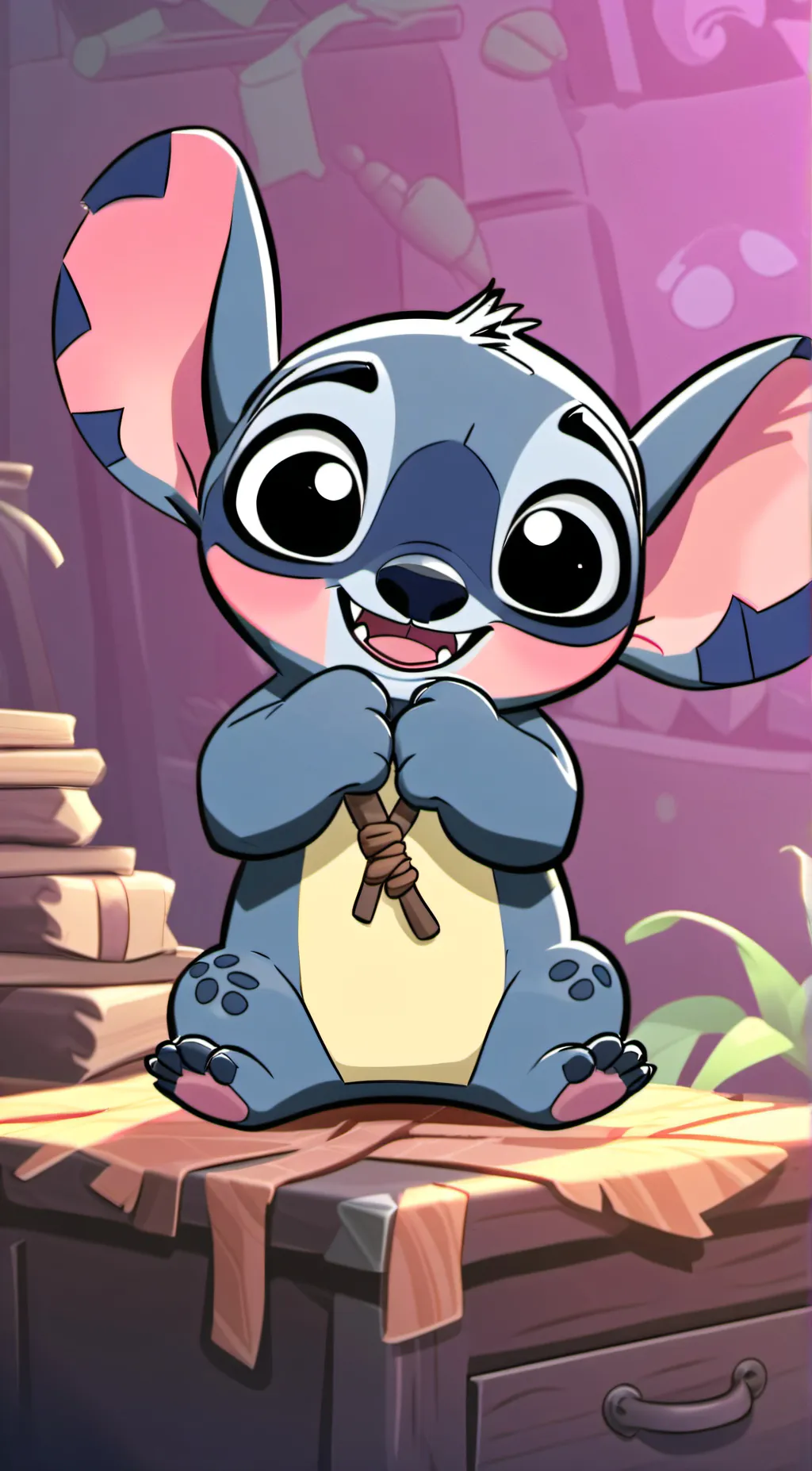 ai character: Stitch background
