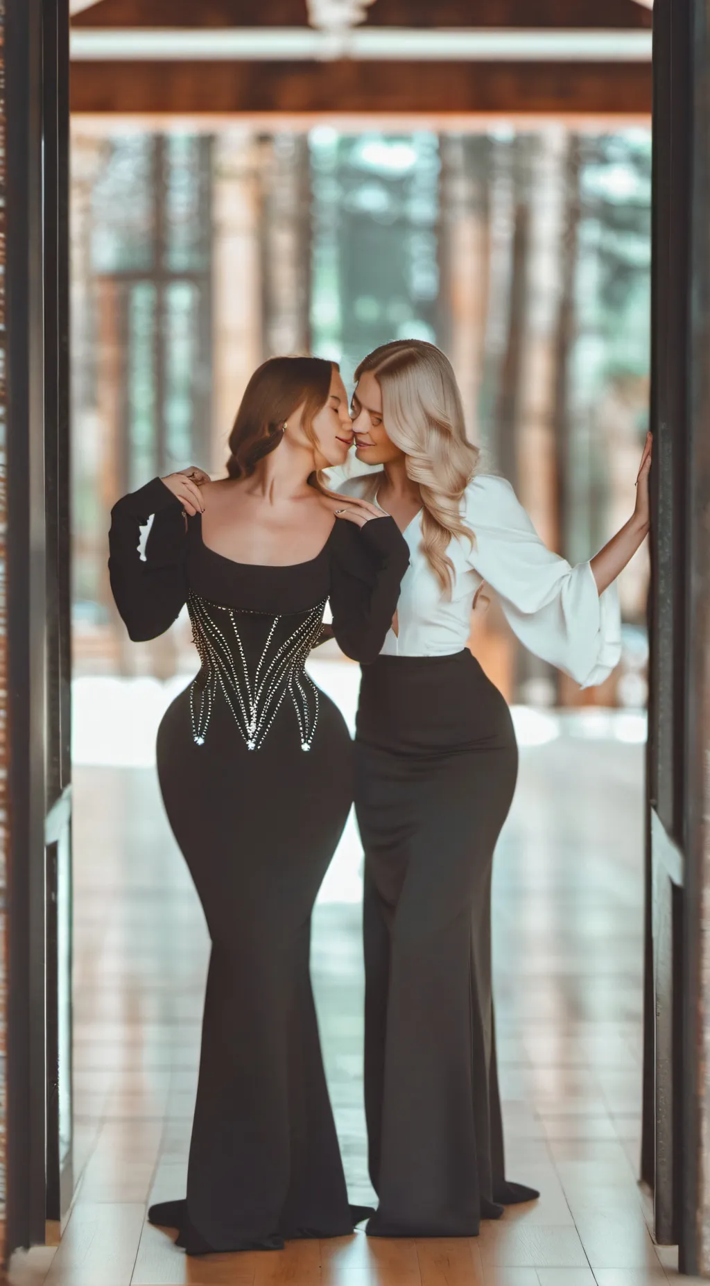 ai character: Girls kissing  background