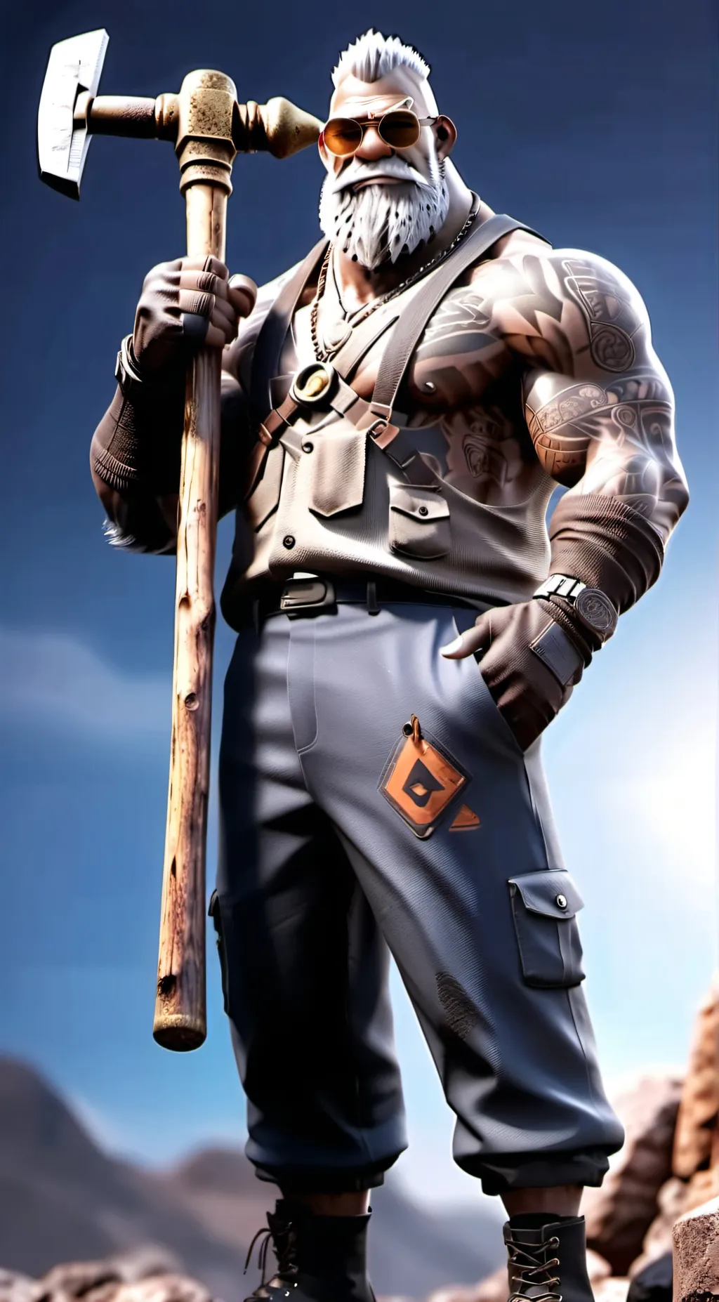 ai character: old griz background