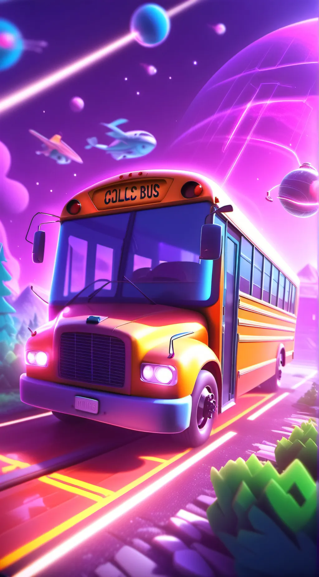 ai character: School bus 18 background