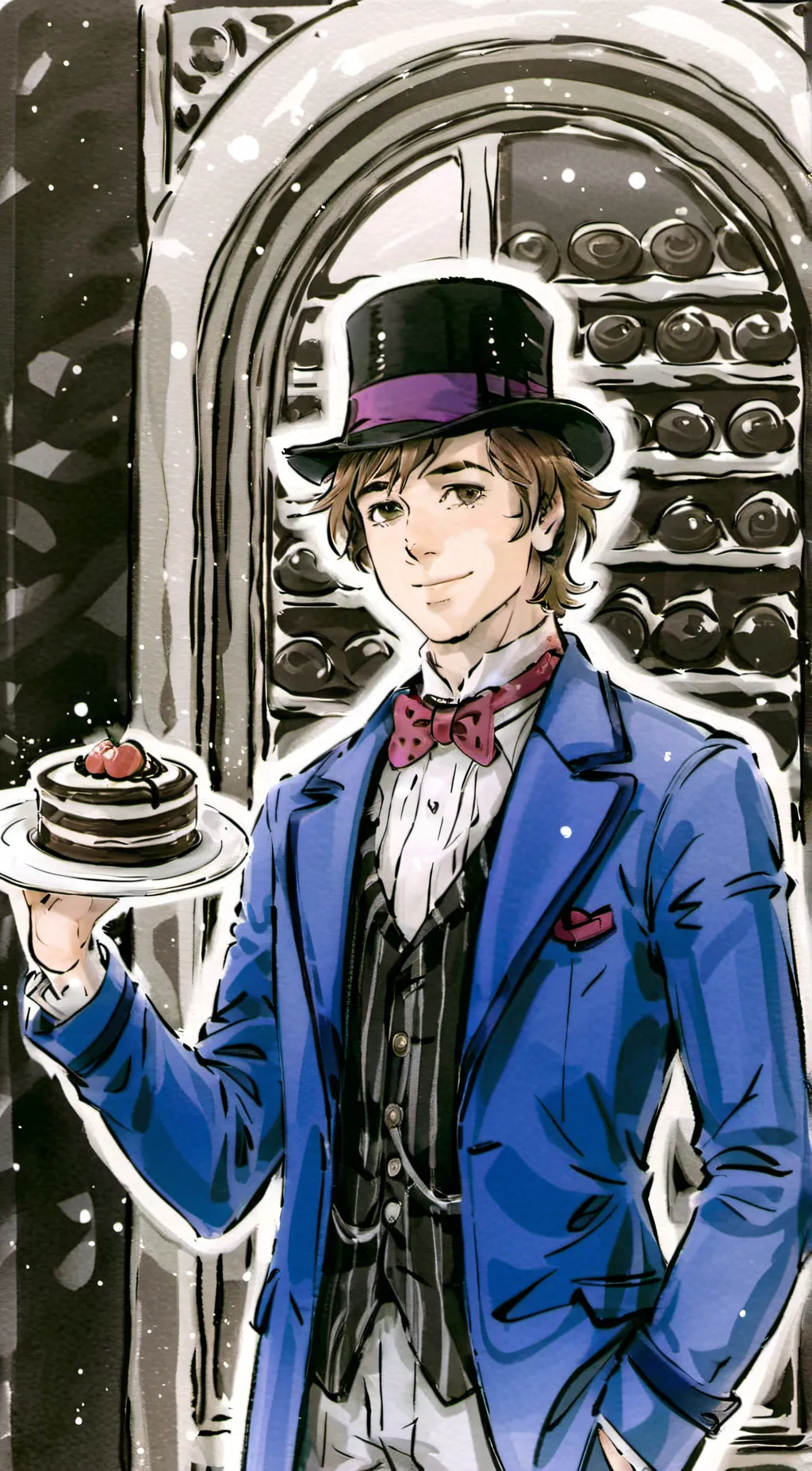 ai character: Willy Wonka background