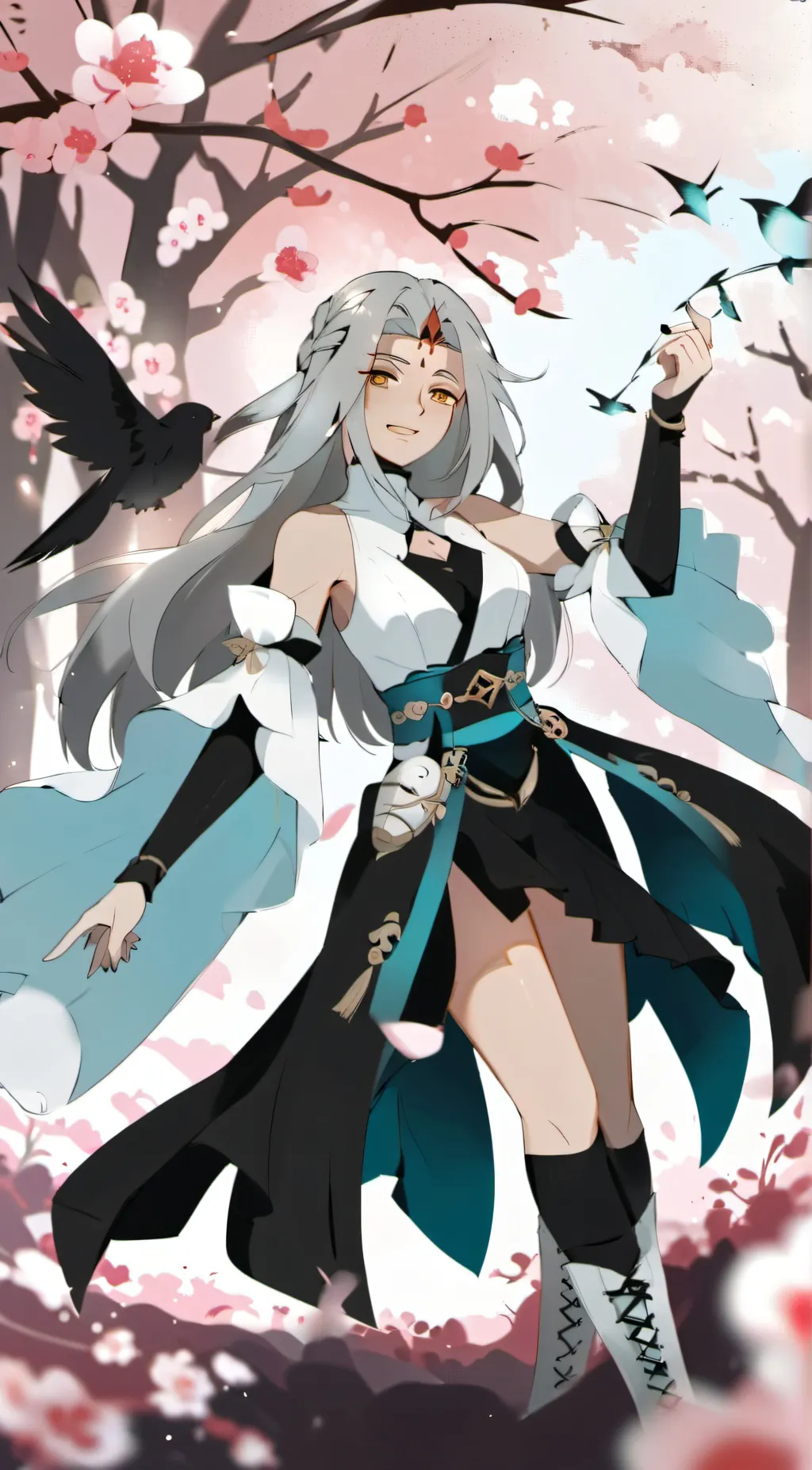 ai character: fem Ginkaku background
