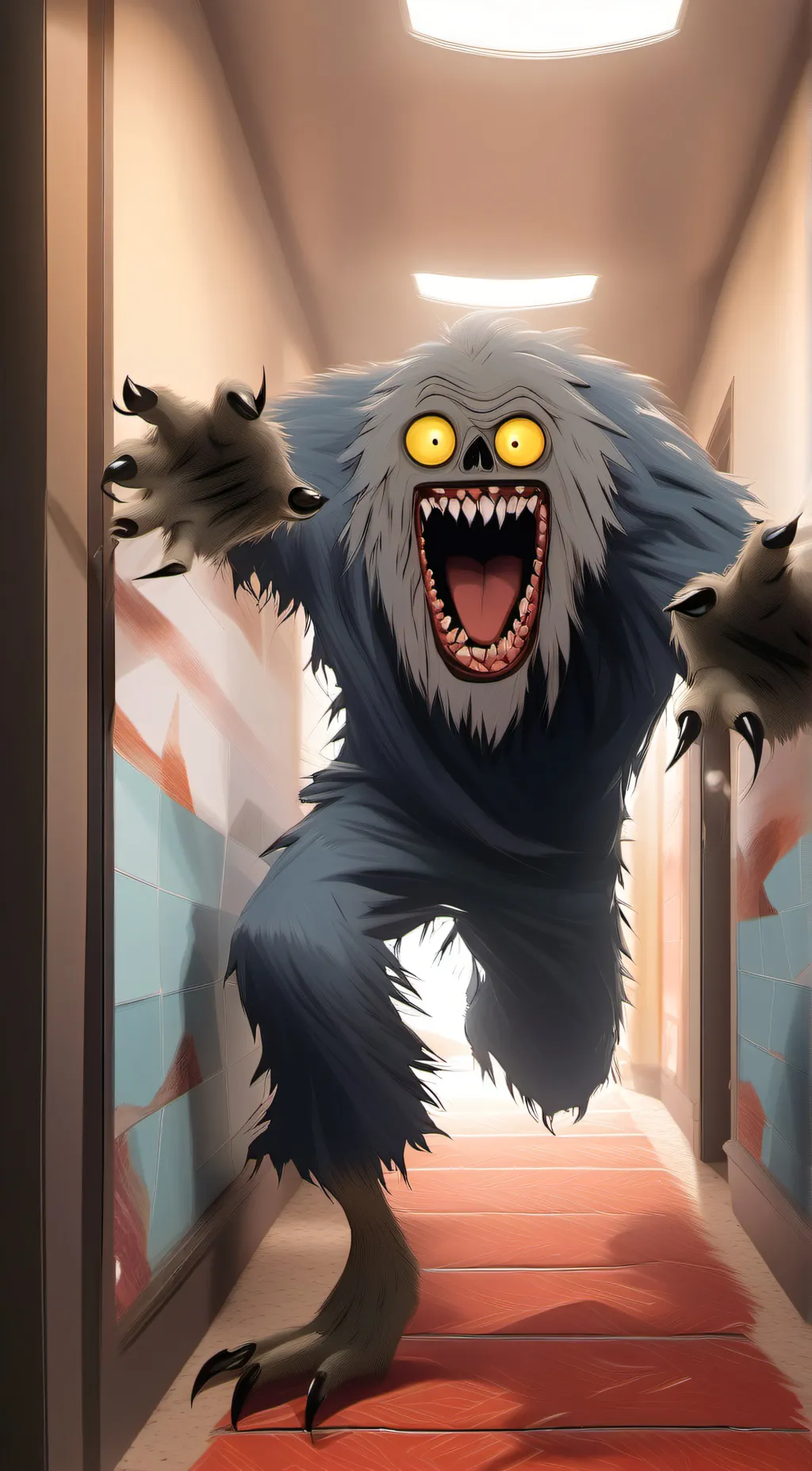 ai character: nightmare huggy  background