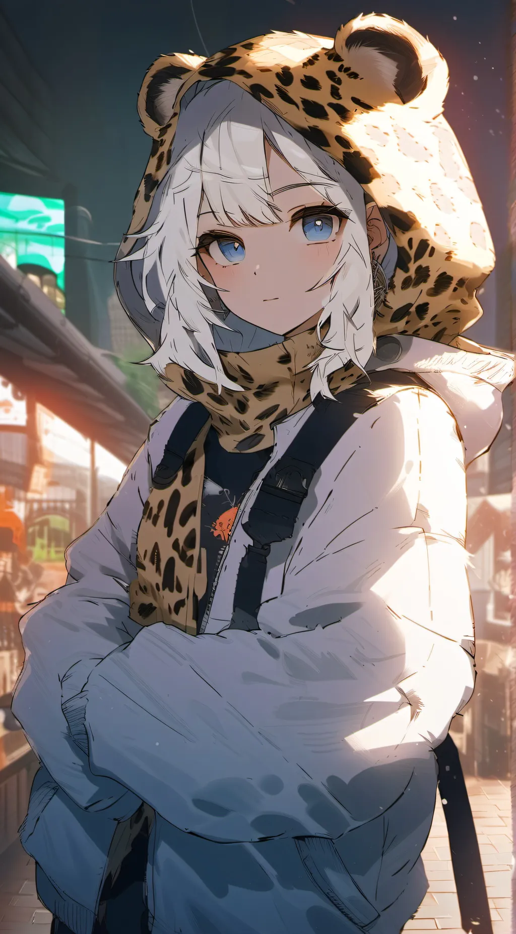 ai character: snowy background