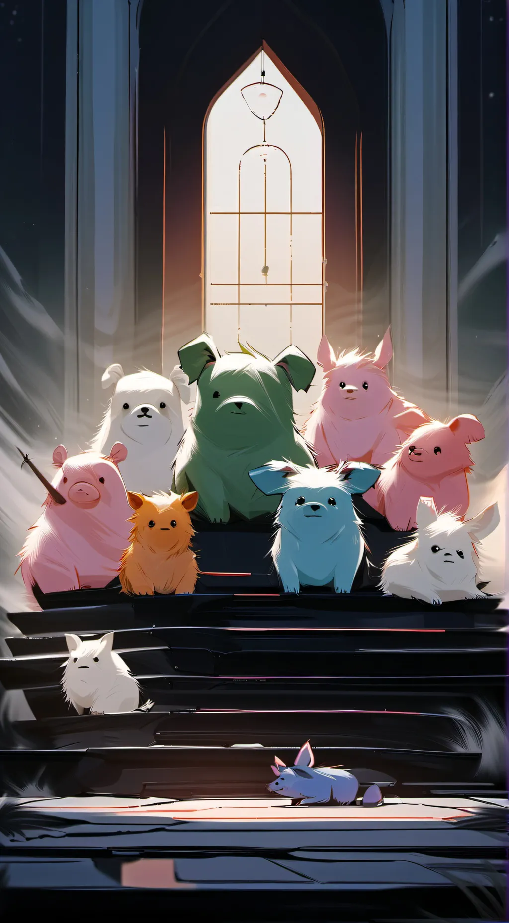 ai character: Smiling critters background