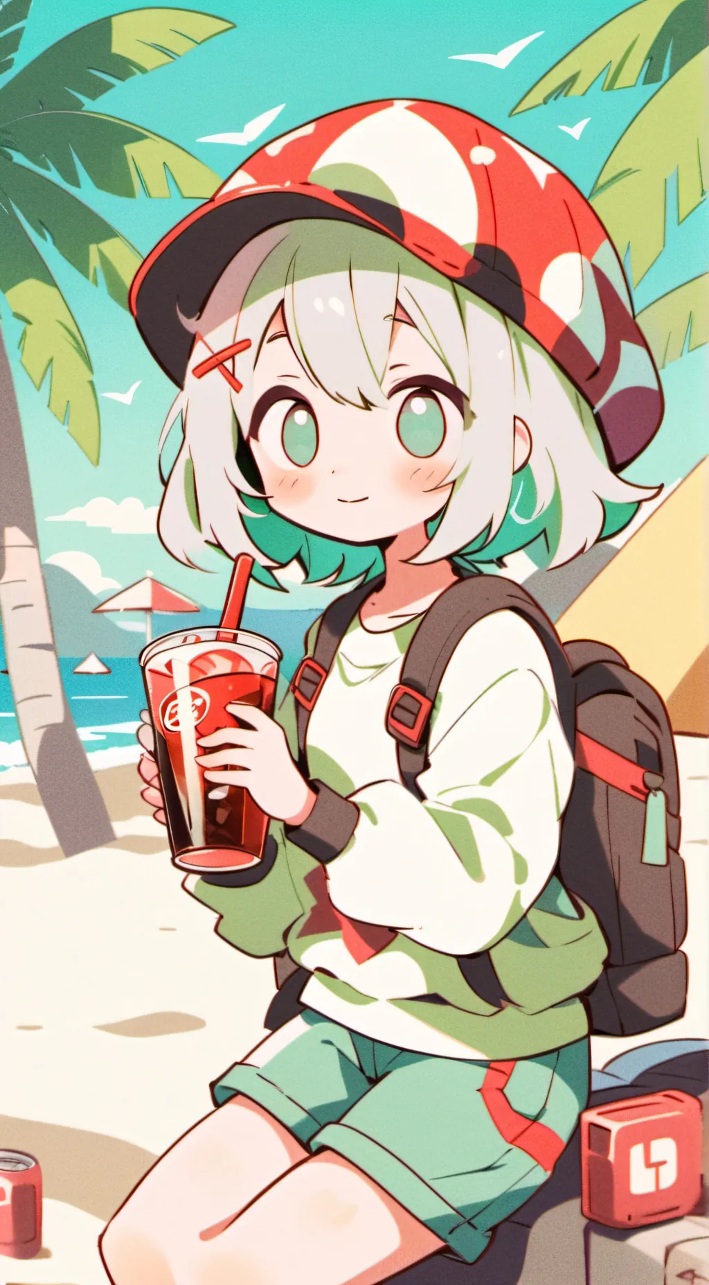 ai character: Mia •°🥤🏝️~★ background