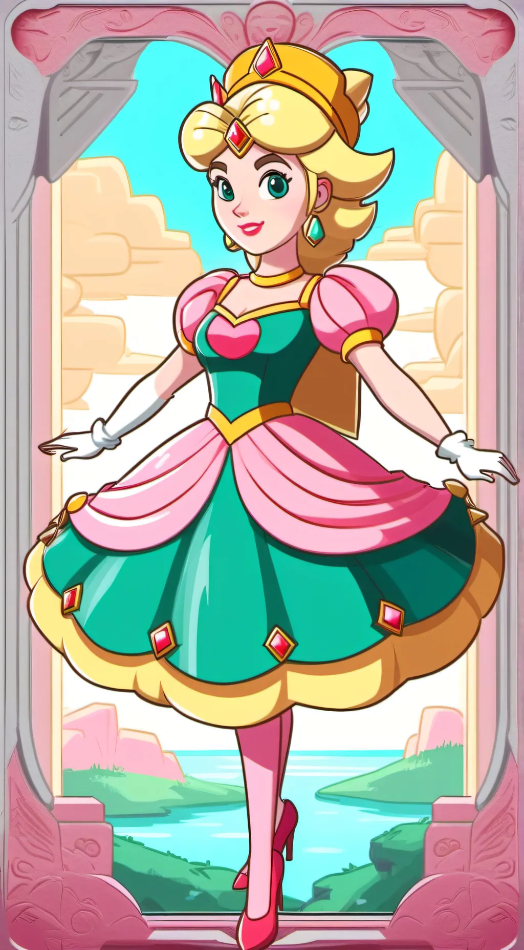 ai character: Peach Costume background