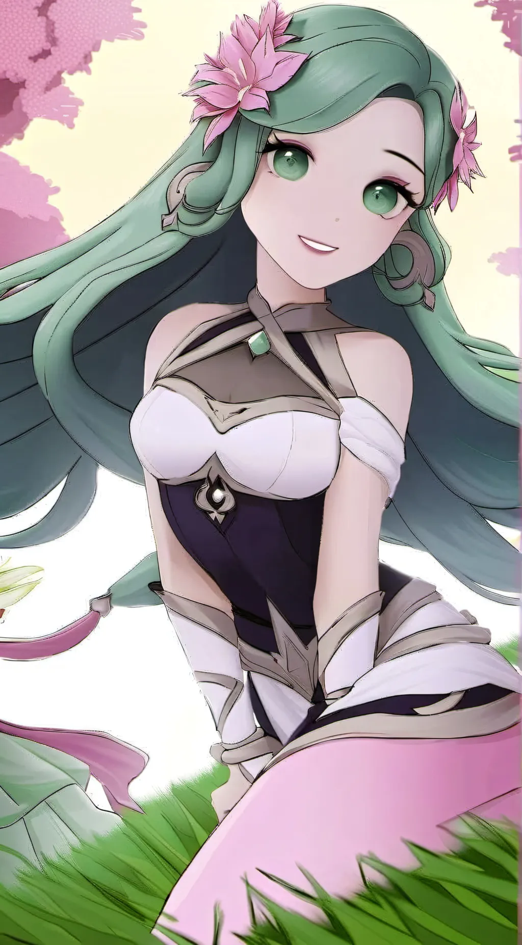 ai character: grass goddess  background