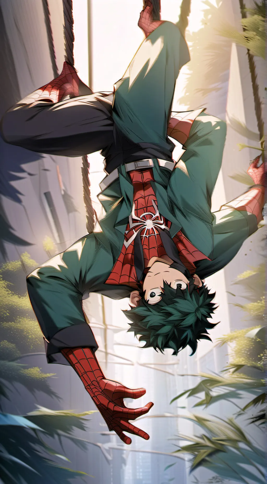 ai character: Spiderman deku background