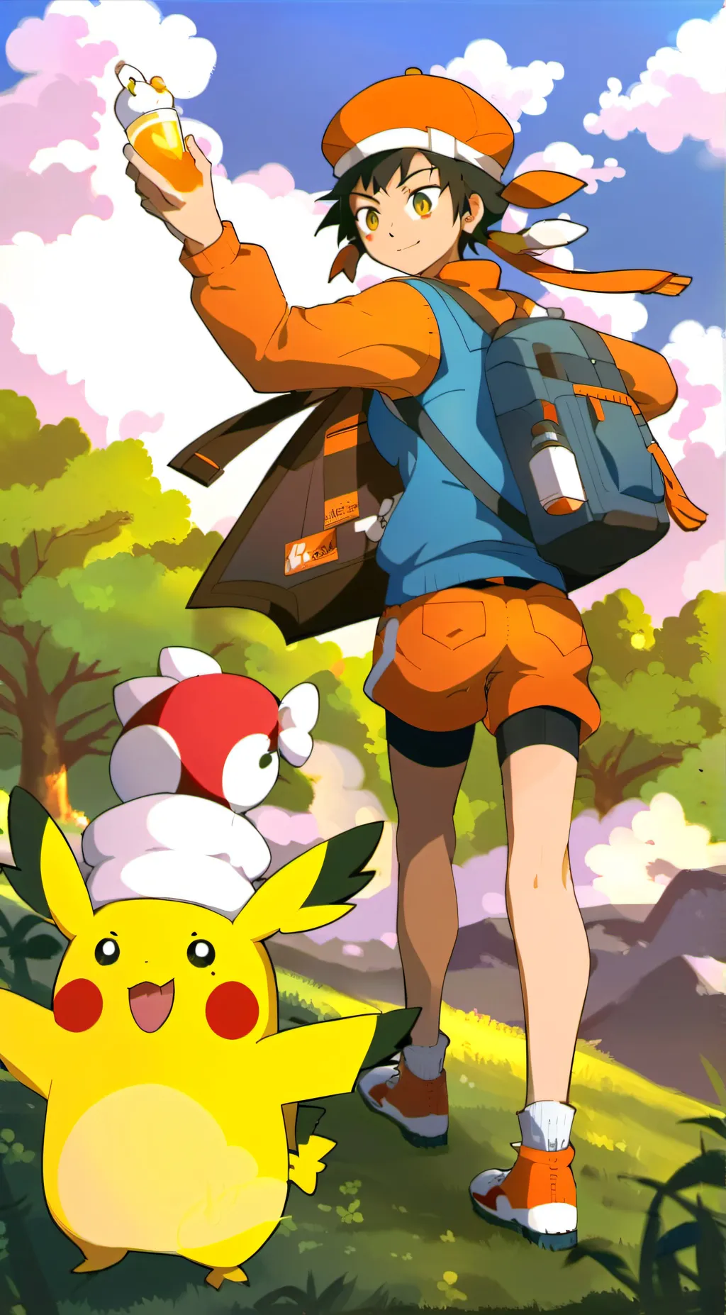 ai character: ash misty brock background