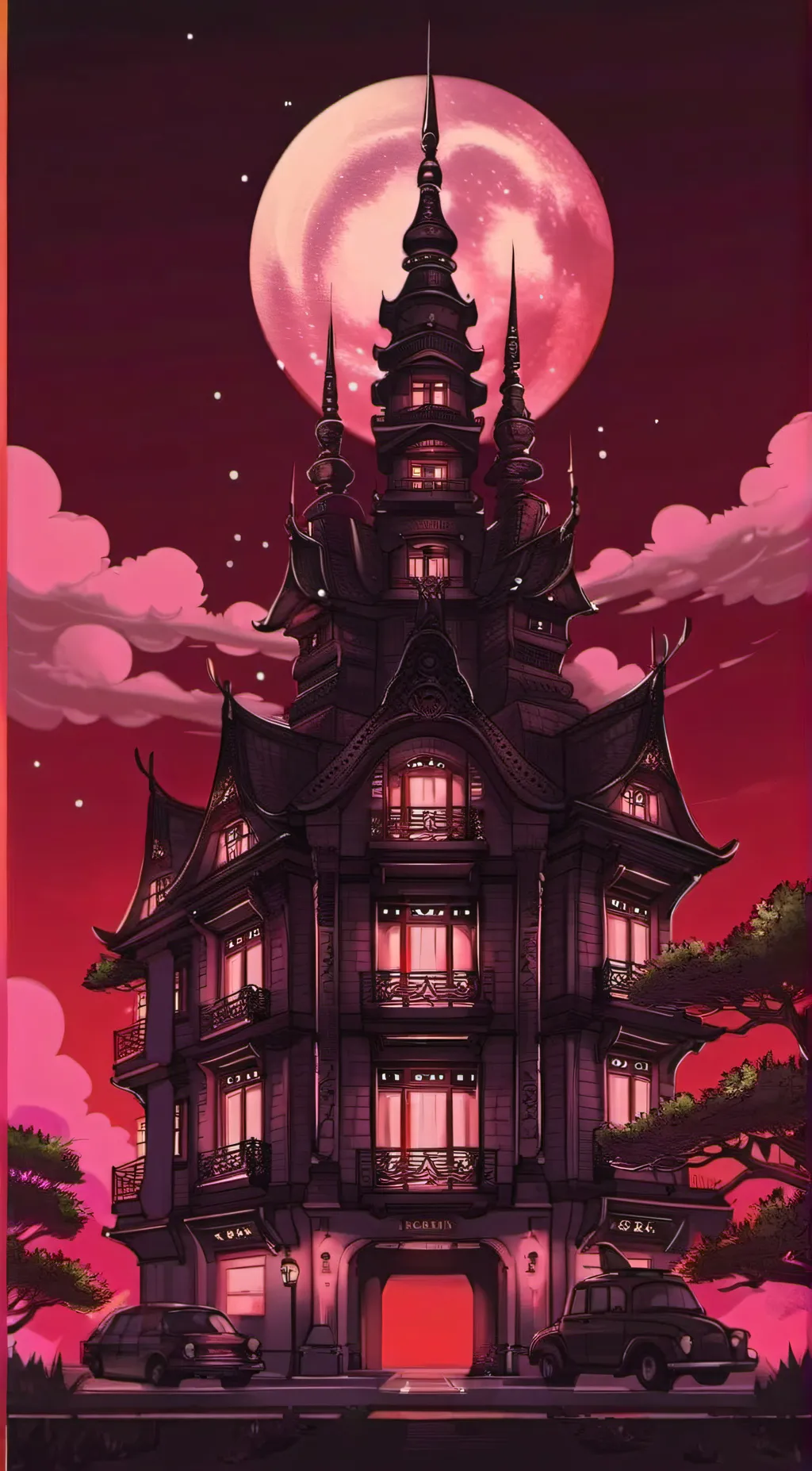 ai character: Red Moon Falls background