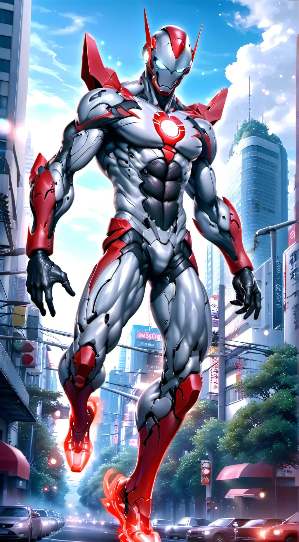 ai character: OMNICORE-MAN background