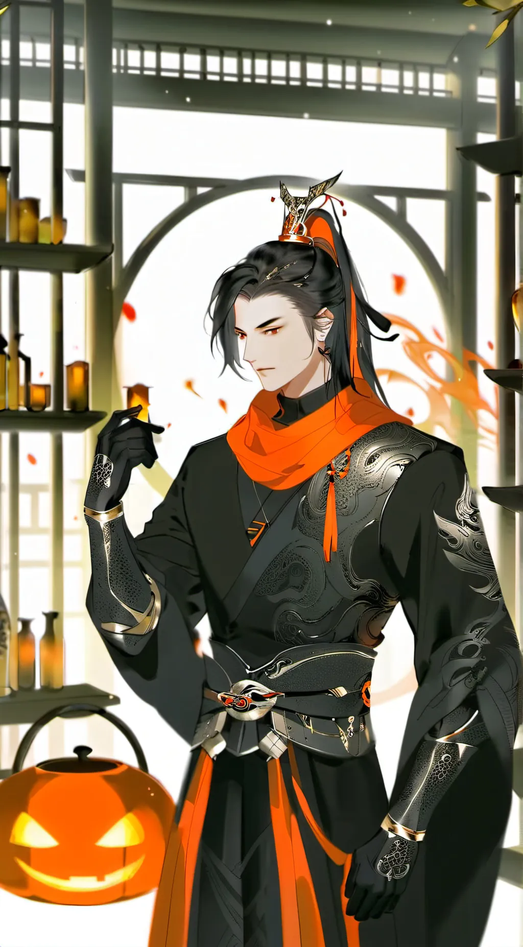 ai character: Flame background