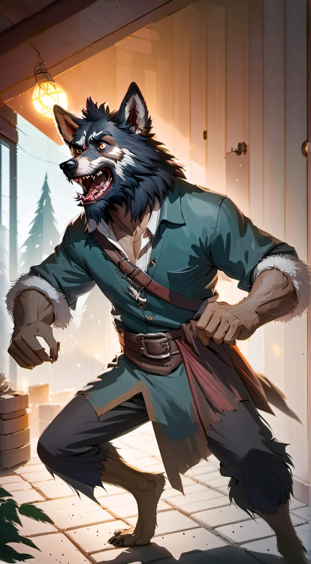 ai character: Cursed werewolf background