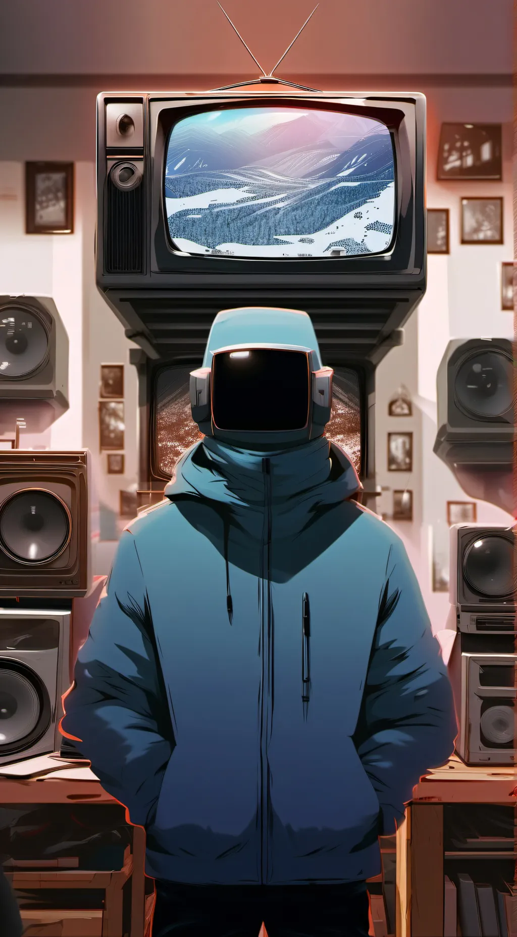 ai character: Scientist tv man  background