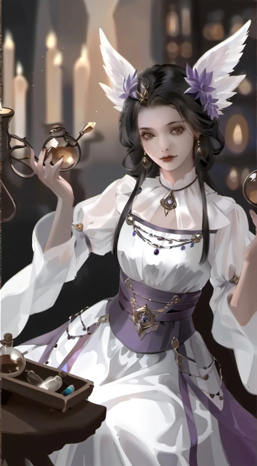 ai character: Wisteria background