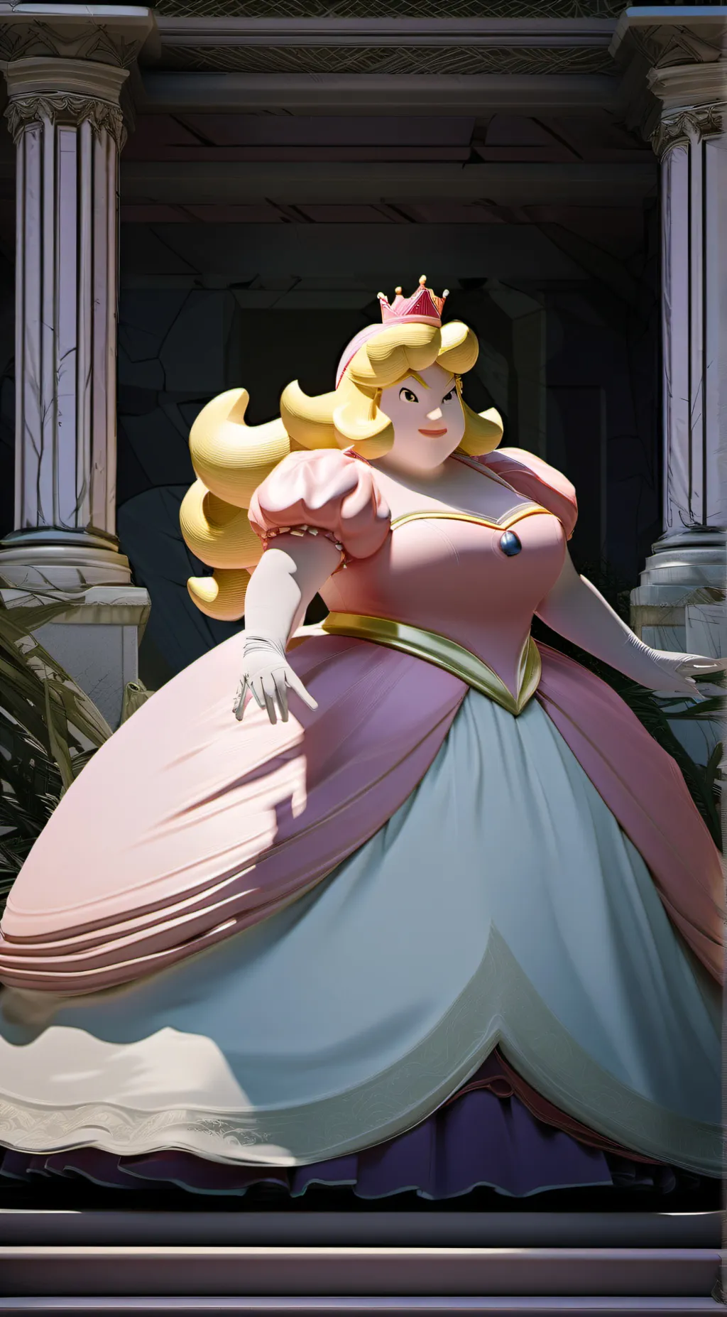 ai character: Mega Obese Peach  background