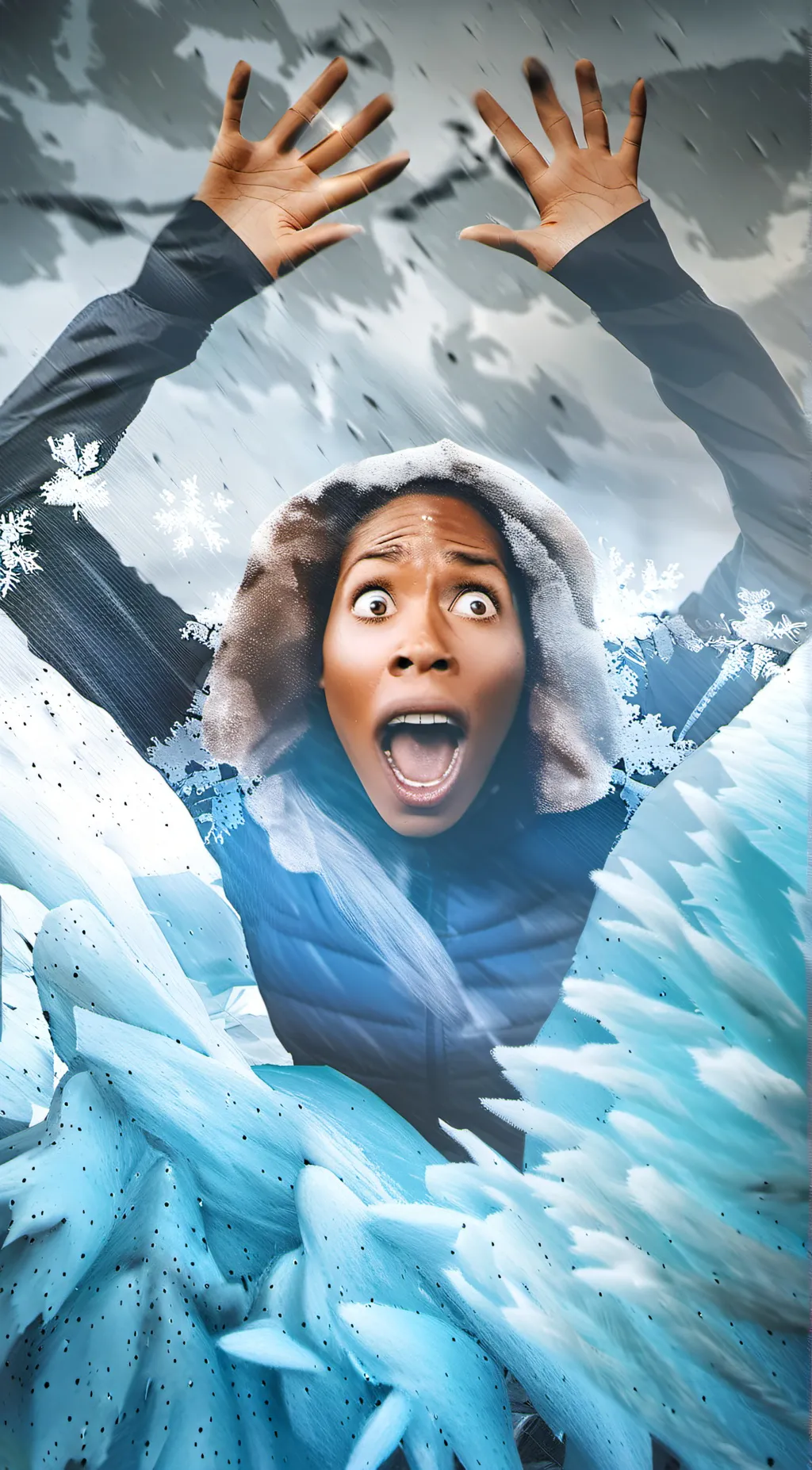 ai character: frozen woman background
