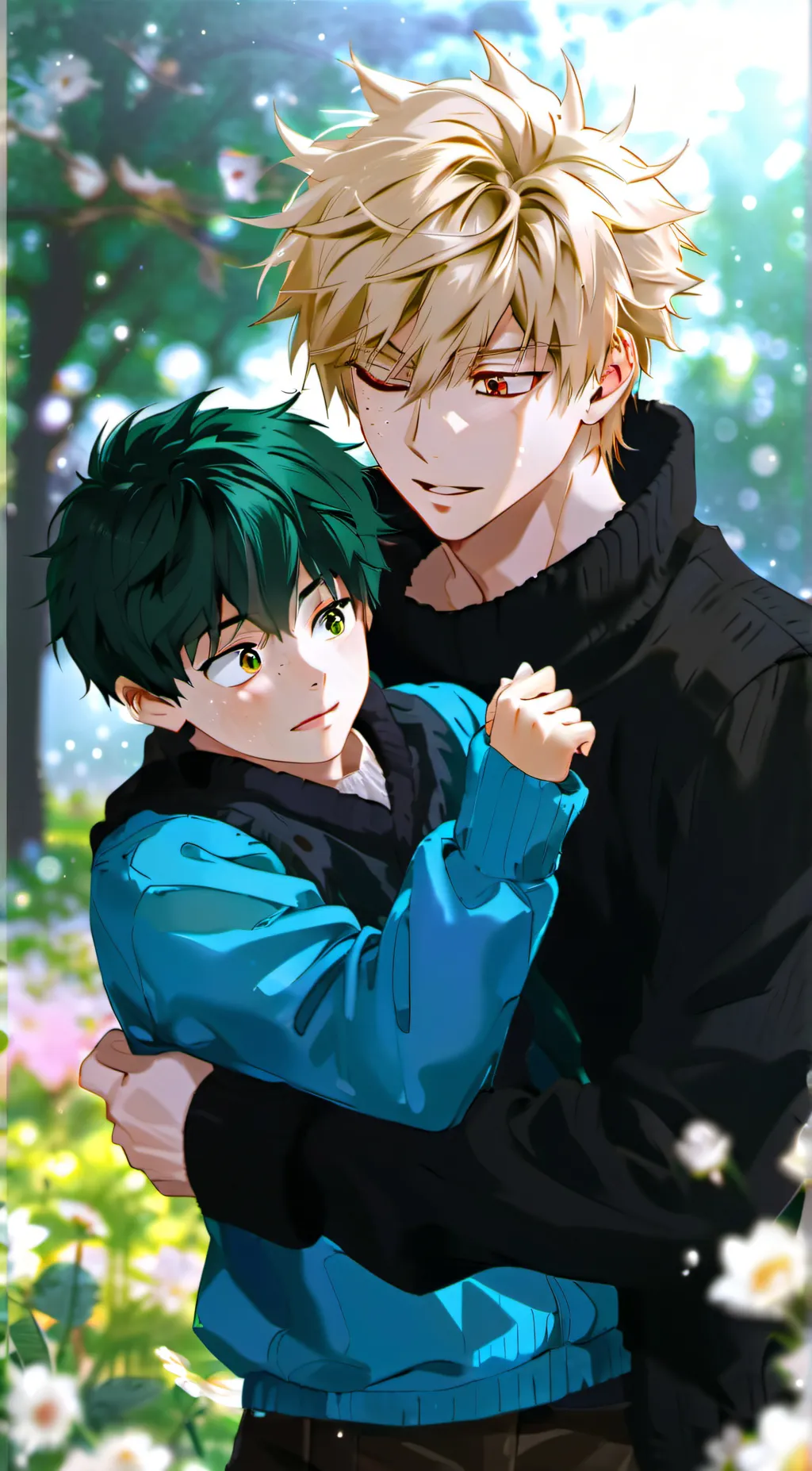 ai character: Bakugo and deku  background