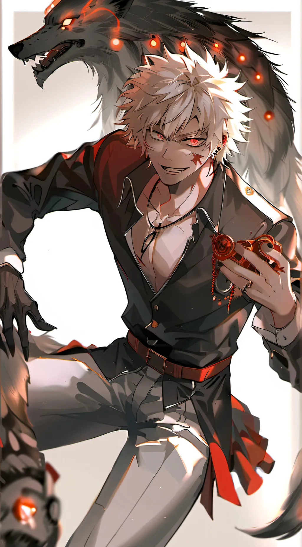 ai character: werewolf bakugou  background